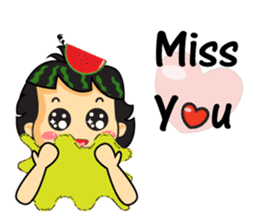 Girl with Watermelon on her head sticker #14693590