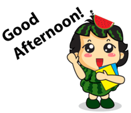 Girl with Watermelon on her head sticker #14693591
