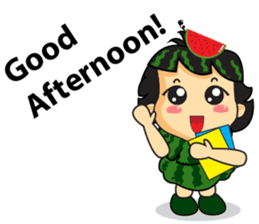 Girl with Watermelon on her head sticker #14693591