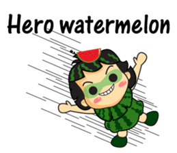 Girl with Watermelon on her head sticker #14693593