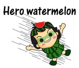 Girl with Watermelon on her head sticker #14693593