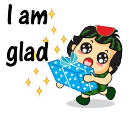 Girl with Watermelon on her head sticker #14693601