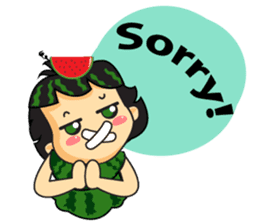 Girl with Watermelon on her head sticker #14693603
