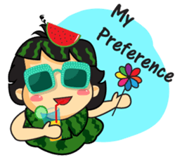 Girl with Watermelon on her head sticker #14693610