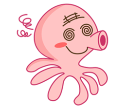 Mischievous and Lovely Pink Octopus sticker #14693807