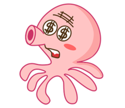 Mischievous and Lovely Pink Octopus sticker #14693812