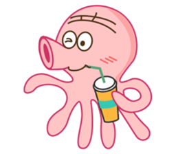 Mischievous and Lovely Pink Octopus sticker #14693816