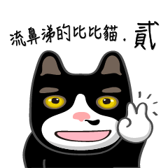 Bibi cat have a runny nose. Two