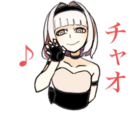 girl in black and white sticker #14699217