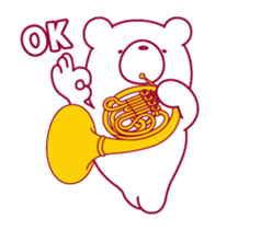 The bear "UGOKUMA" He plays a Horn. sticker #14702343