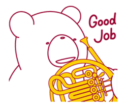 The bear "UGOKUMA" He plays a Horn. sticker #14702345