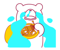 The bear "UGOKUMA" He plays a Horn. sticker #14702354