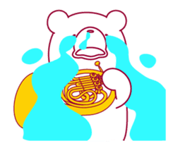 The bear "UGOKUMA" He plays a Horn. sticker #14702354