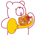 The bear "UGOKUMA" He plays a Horn.