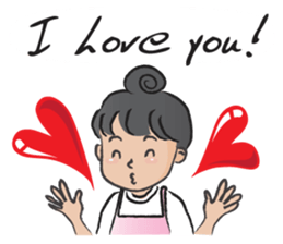 Pink apron girl sticker #14702499