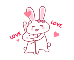 Pink rabbit boll sticker #14735030