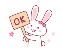 Pink rabbit boll sticker #14735042