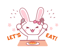 Pink rabbit boll sticker #14735046