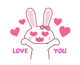 Pink rabbit boll sticker #14735052