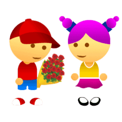 Cute Girl & Boy stickers 2 (animated)