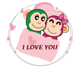 Lovely Couple Funny Little Green Monkey sticker #14751479