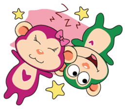 Lovely Couple Funny Little Green Monkey sticker #14751480