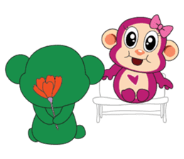 Lovely Couple Funny Little Green Monkey sticker #14751482