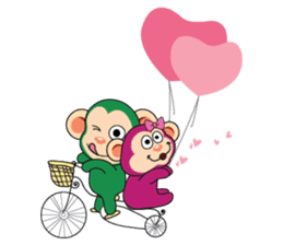 Lovely Couple Funny Little Green Monkey sticker #14751483
