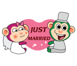 Lovely Couple Funny Little Green Monkey sticker #14751484