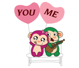 Lovely Couple Funny Little Green Monkey sticker #14751485