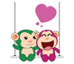 Lovely Couple Funny Little Green Monkey sticker #14751486