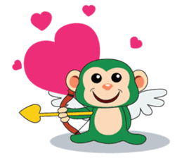 Lovely Couple Funny Little Green Monkey sticker #14751487