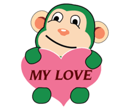 Lovely Couple Funny Little Green Monkey sticker #14751488