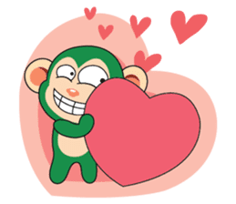Lovely Couple Funny Little Green Monkey sticker #14751489