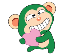 Lovely Couple Funny Little Green Monkey sticker #14751492