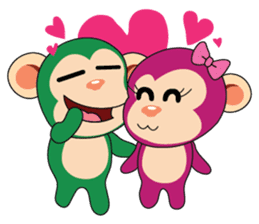 Lovely Couple Funny Little Green Monkey sticker #14751495