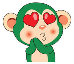 Lovely Couple Funny Little Green Monkey sticker #14751496