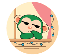 Lovely Couple Funny Little Green Monkey sticker #14751499