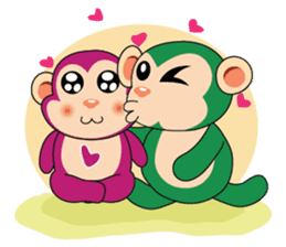 Lovely Couple Funny Little Green Monkey sticker #14751501