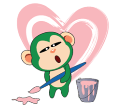 Lovely Couple Funny Little Green Monkey sticker #14751502