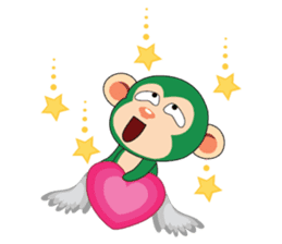 Lovely Couple Funny Little Green Monkey sticker #14751504