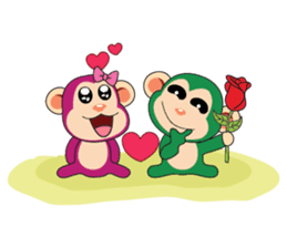 Lovely Couple Funny Little Green Monkey sticker #14751505