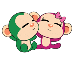 Lovely Couple Funny Little Green Monkey sticker #14751508