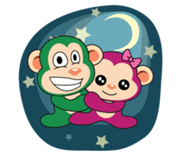 Lovely Couple Funny Little Green Monkey sticker #14751509