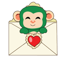Lovely Couple Funny Little Green Monkey sticker #14751510