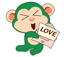 Lovely Couple Funny Little Green Monkey sticker #14751511