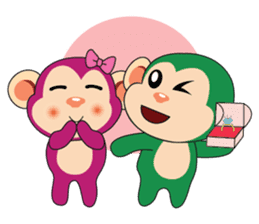Lovely Couple Funny Little Green Monkey sticker #14751512