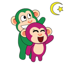 Lovely Couple Funny Little Green Monkey sticker #14751514