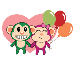 Lovely Couple Funny Little Green Monkey sticker #14751516