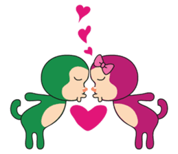 Lovely Couple Funny Little Green Monkey sticker #14751517